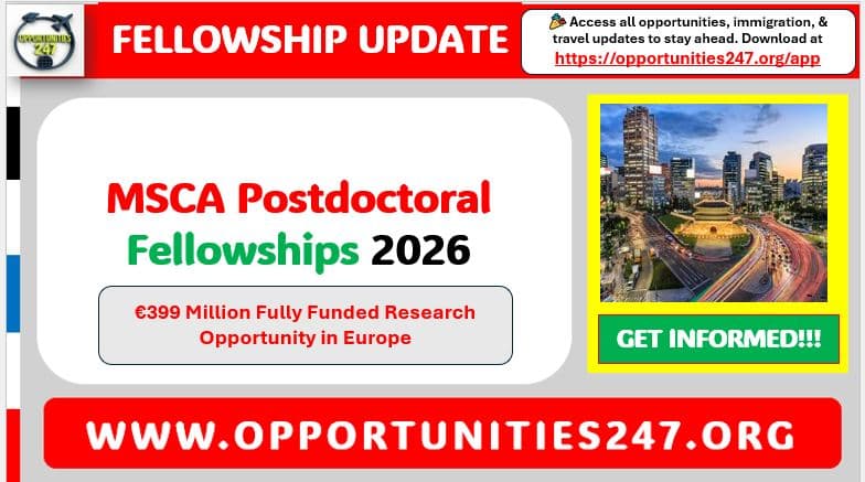 MSCA Postdoctoral Fellowships 2026 for Researchers (Fully Funded Research in Europe)