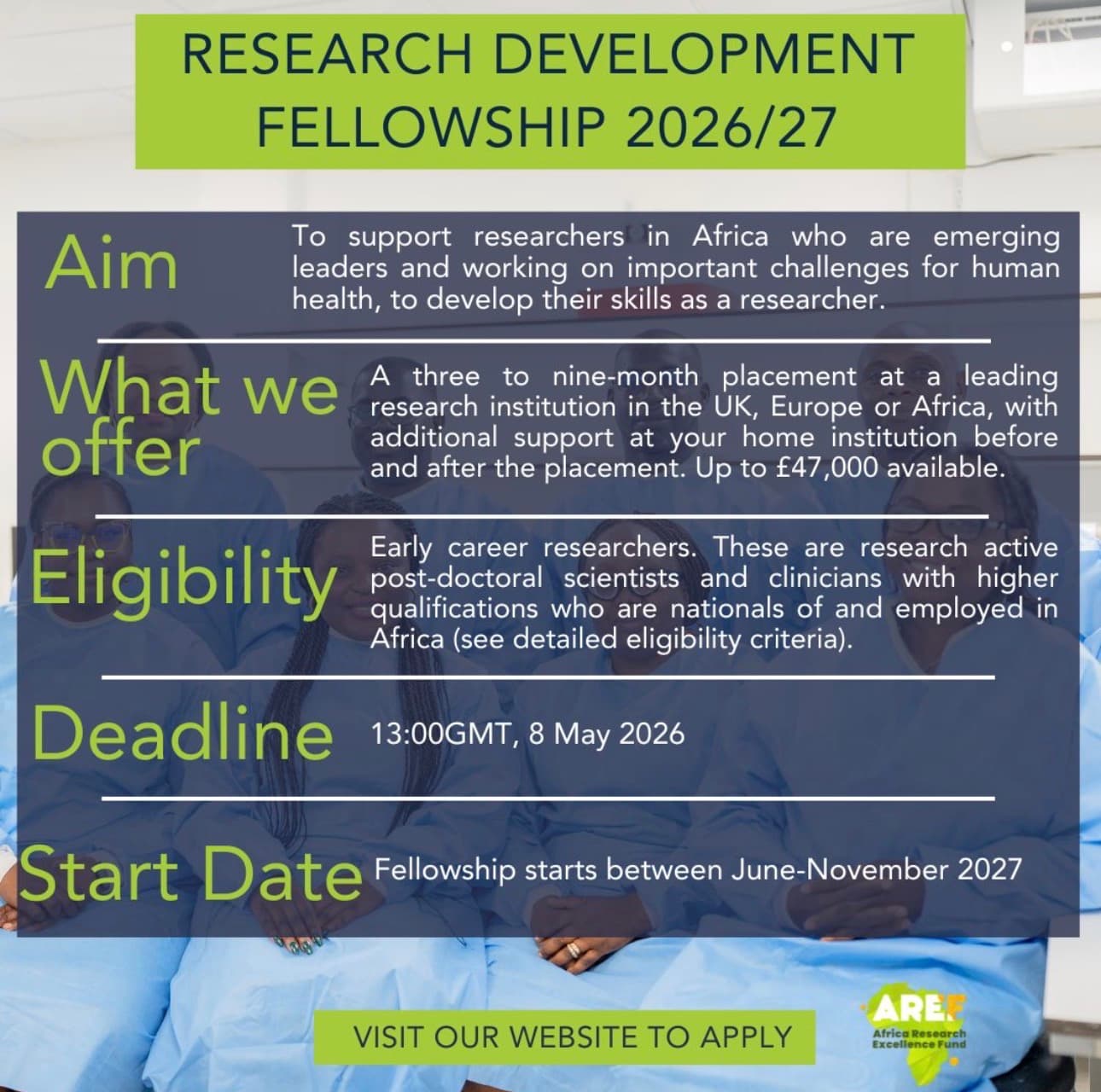 Research Development Fellowship 2026/27 for African Researchers (Up to £47,000 Funding)
