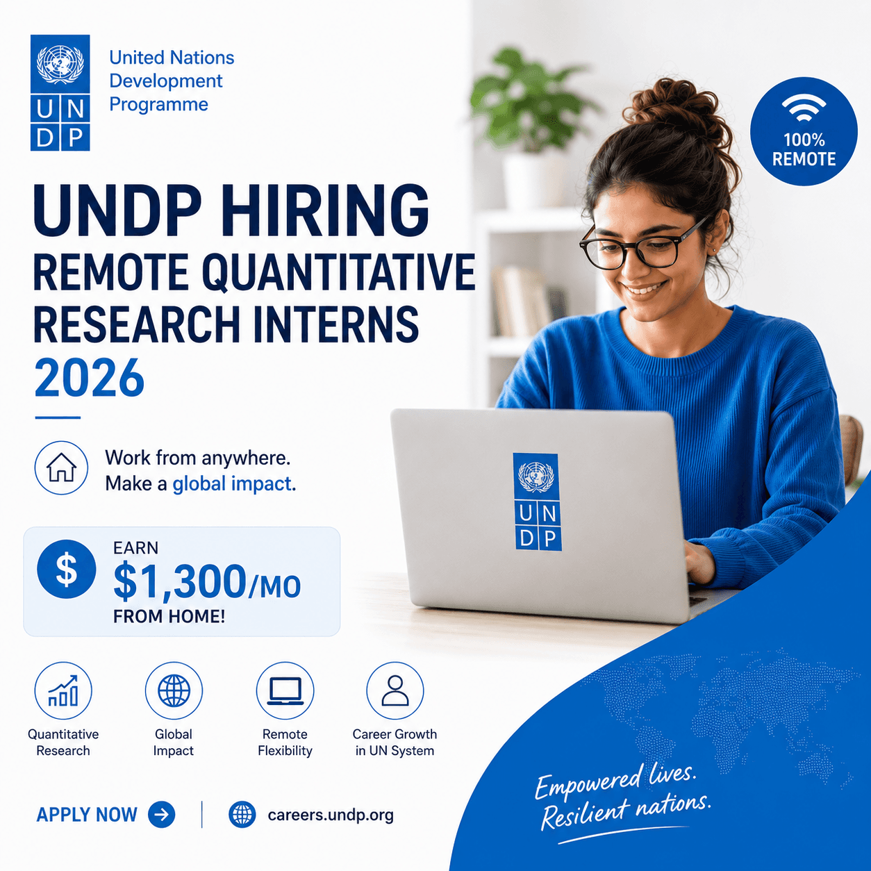 UNDP Remote Quantitative Research Interns 2026 for Young Professionals (Earn $1,300/Month)
