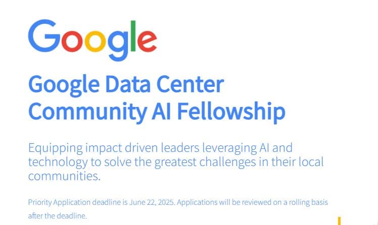 Google Data Center Community AI Fellowship 2026 for Community Leaders (Fully Funded)