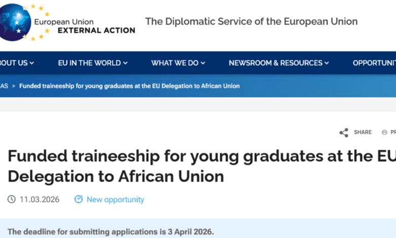 Funded Traineeship for Young Graduates at the EU Delegation to African Union