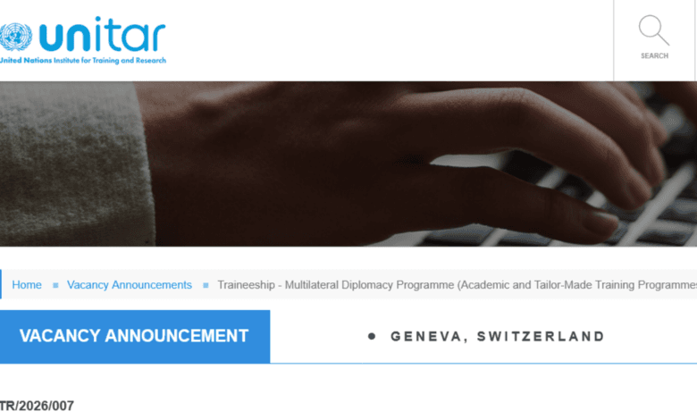 UNITAR Traineeship 2026 for Recent Graduates (900 CHF per Month)