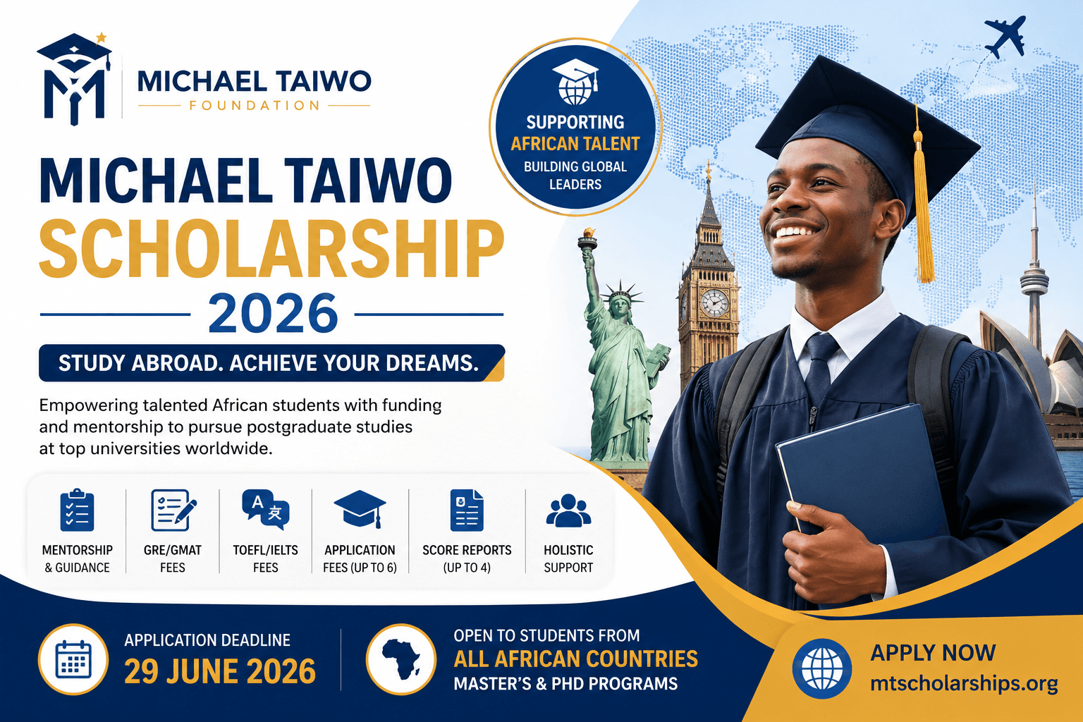 Michael Taiwo Scholarship 2026 for Africans (Study Abroad Funding & Mentorship)