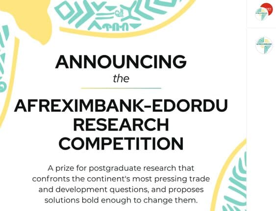 Afreximbank–Edordu Research Competition 2026 for Postgraduate Students in Africa (USD 45,000 Prize)