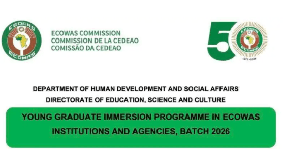 ECOWAS Young Graduates Immersion Programme 2026/2027 for West African Graduates (Fully Funded)
