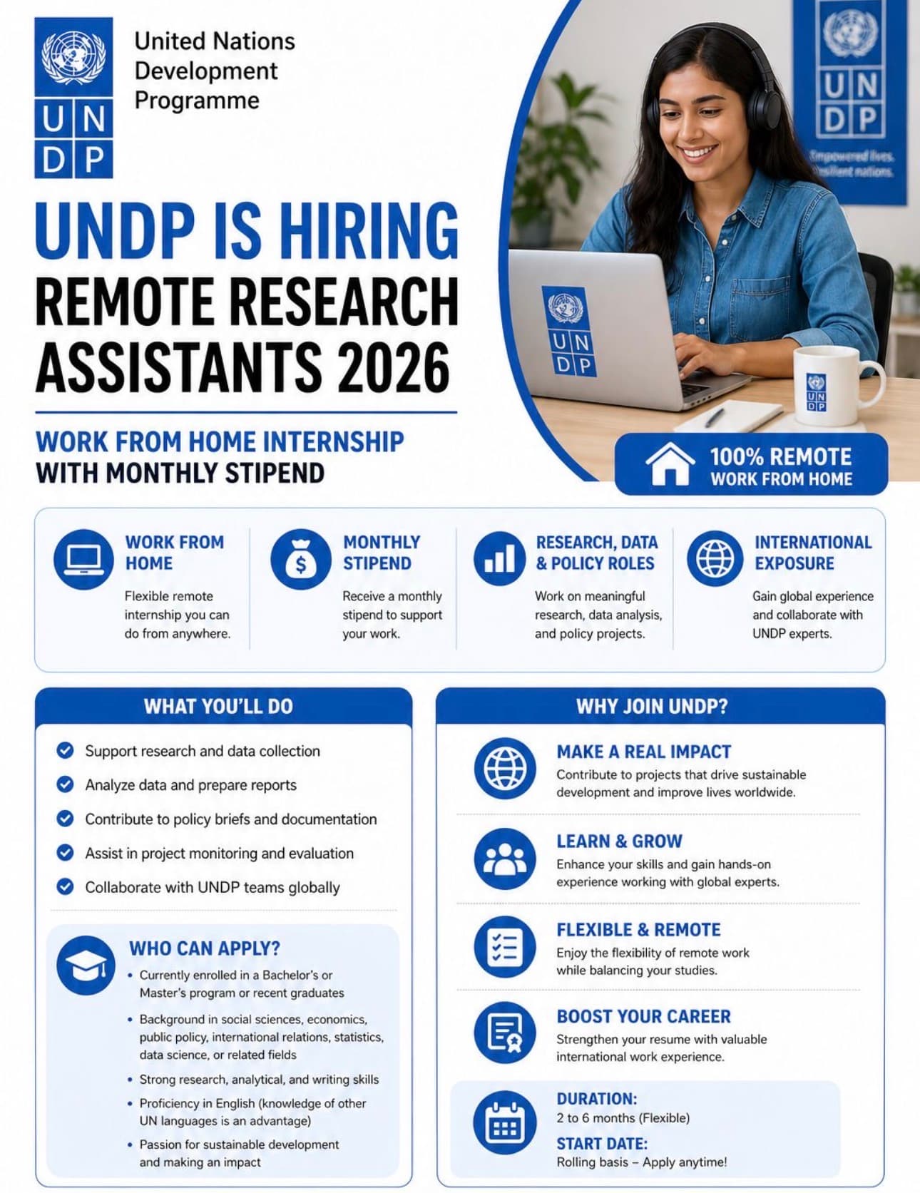 UNDP Digital AI and Innovation Research Internship 2026 for Graduate Students (Remote, Stipend Provided)